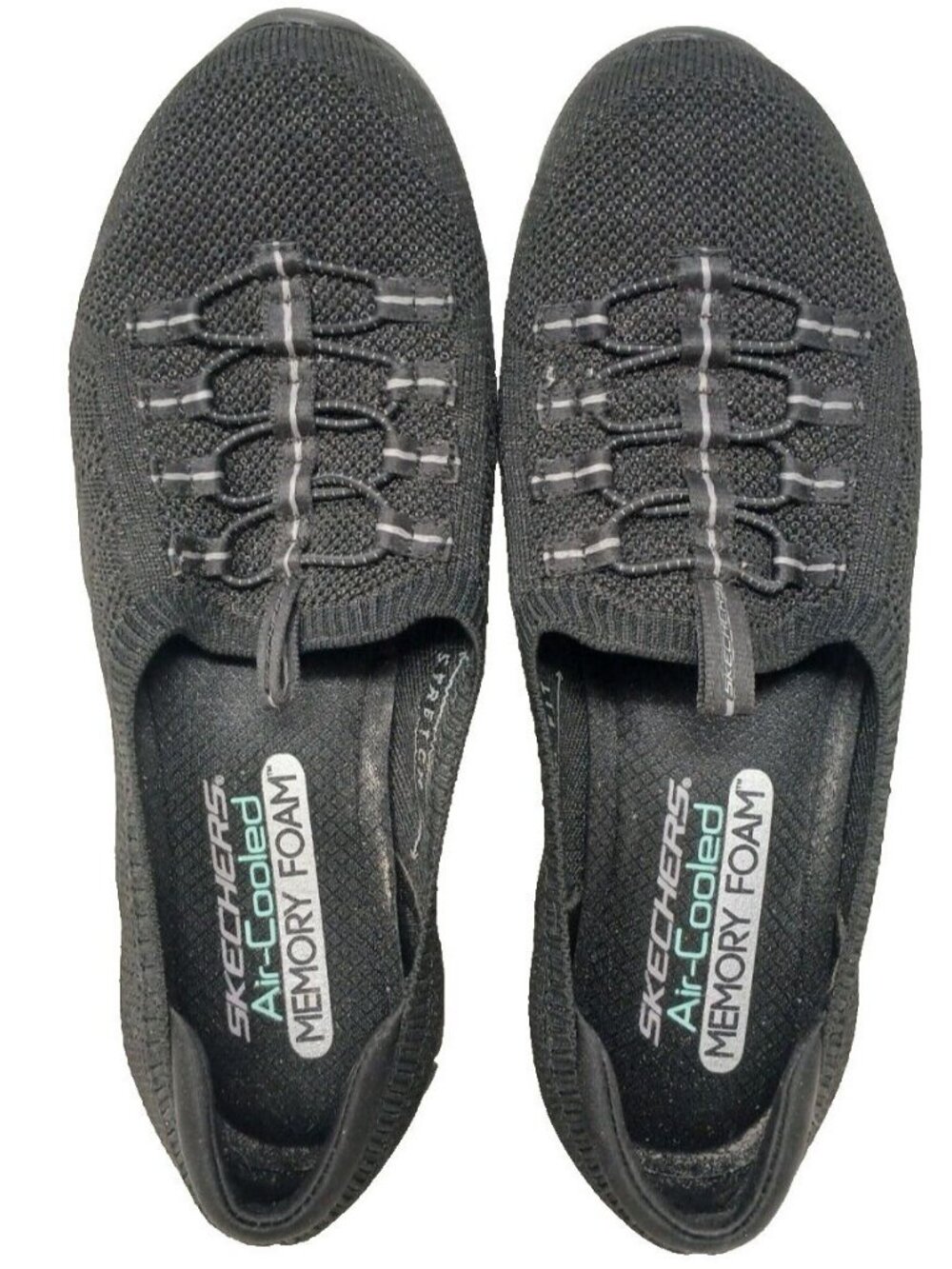 Skechers Stretch Fit AIR COOLED MEMORY FOAM Black Womens Shoes Sz 7 EUR 37 #4-2 - Picture 7 of 12